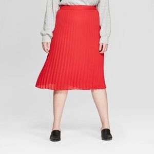 A New Day + Vital Voices Pleated Red Midi Skirt